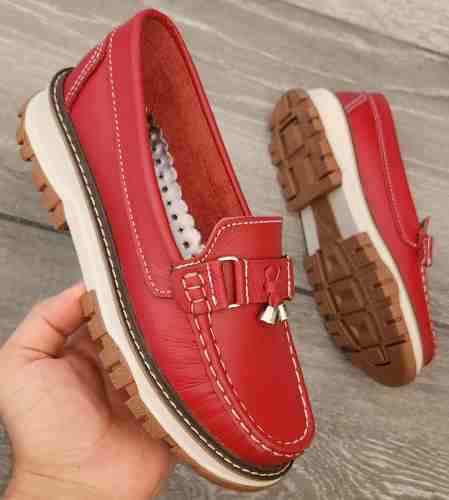 Mocasín Diamante. Puro Cuero. Dama
